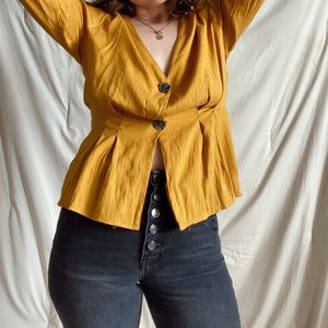 Mustard Button Blouse